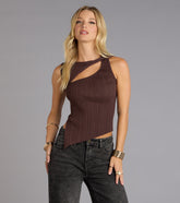 Curve Line Sleeveless Rib Knit Top