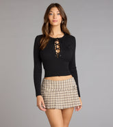 Laced Right Rib Knit Crop Top