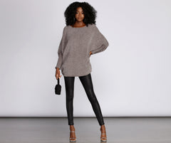 Boat Neck Chenille Pullover Sweater