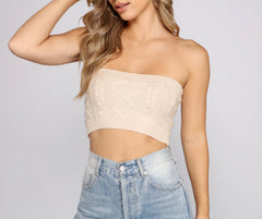 She's A Trendsetter Cable Knit Crop Top