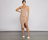 The One Ribbed Knit Midi Dress