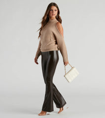 Chic In Cable Knit Cold Shoulder Sweater