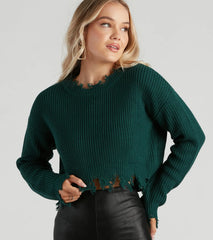 Perfect Knit Distress Crop Sweater