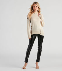 Cute Contrast Stitch Knit Sweater