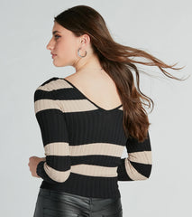 Perfect Reasons V-Neck Striped Sweater Top