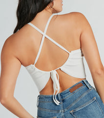 Cute Feel Halter Strappy Back Crop Top