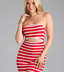 Exceptional Cutie Striped Cutout Midi Dress