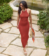Going Places Lace-Up Knit Maxi Dress