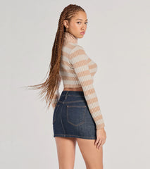 Preppy Fave Striped Knit Turtleneck Top