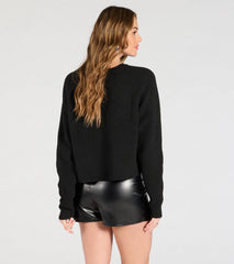 Comfiest Cutie Long Sleeve Waffle Knit Sweater