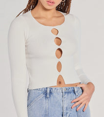 Made The Cutout Long Sleeve Sweater Crop Top