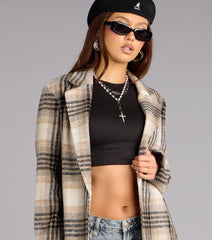 Stylishly Timeless Plaid Trench Coat