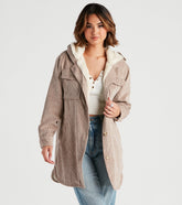 Chill Tale Corduroy Faux Sherpa Shacket