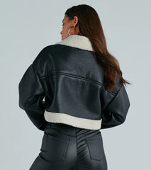 City Slicker Faux Leather Sherpa Lined Jacket