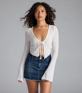 Breezy Beauty Floral Lace Tie-Front Top