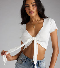 Flirt Served Tie-Front Crop Top