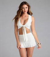 Sleek And Sultry Tie Front Crop Top