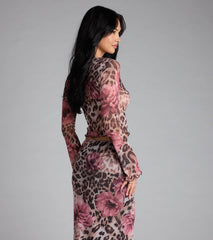 Fierce And Flirty Leopard Floral Tie-Front Top