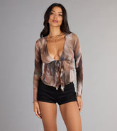 Sheer Sass Ruffle Tie Front Top