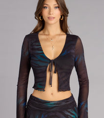 Roam Free Zebra Tie-Front Top