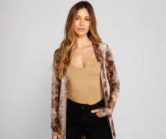 Stylish And Sassy Snake Knit Duster