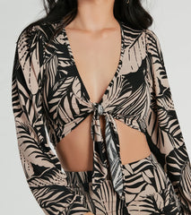 Tropical Day Dream Tie-Front Crop Top