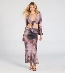 Heavenly Match Floral Tie-Front Crop Top