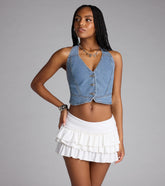 She Means Denim Halter Vest