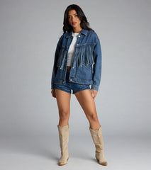 Fringe Benefits Oversized Denim Jacket