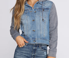 Casual And Classic Denim Hoodie Jacket