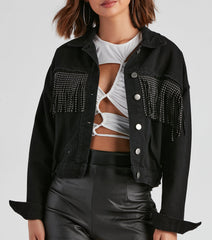 Rodeo Chick Denim Stud Fringe Jacket