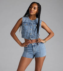 Trendy Mood Cropped Denim Vest