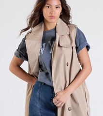 Classic Layer Tie-Front Belted Trench Vest