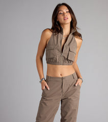 Zip It and Chill Mock Neck Cargo Vest