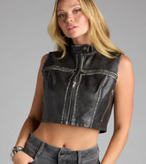 Throttle Babe Faux Leather Moto Vest