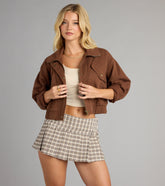 Street Cue Crop Denim Bomber Jacket