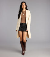 City Sleek Faux Suede Trench Coat