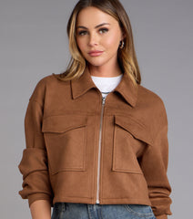 Suede Crush Collared Crop Jacket