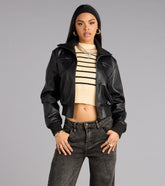 Cool Intentions Faux Leather Bomber Jacket
