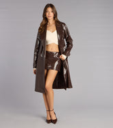 Statement Season Faux Leather Trench Coat