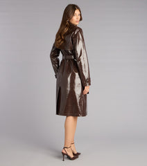 Statement Season Faux Leather Trench Coat
