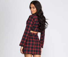 Preciously Plaid Cropped Blazer