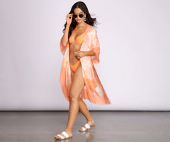 Color Splash Tie Dye Tie Front Kimono