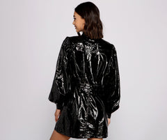 Major Baddie Faux Leather Trench Dress