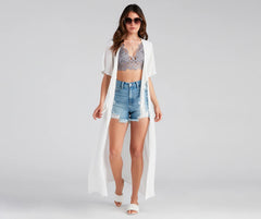 Paseo Sunset Tie Front Kimono Duster