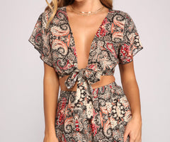 Stunning Boho Vibes Tie-Front Top
