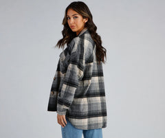 Falling For Plaid Fleece Shacket