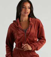 Serious Chills Velour Zip-Up Hoodie Jacket