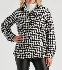 Elevated Chic Houndstooth Woven Shacket