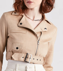 Edgy Soul Faux Suede Crop Moto Jacket